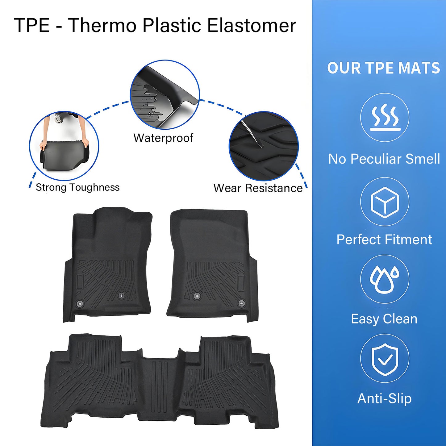 3D Floor Mats Liner Set Cover Fits 2010-2012 Toyota 4Runner All Weather TPE 3X