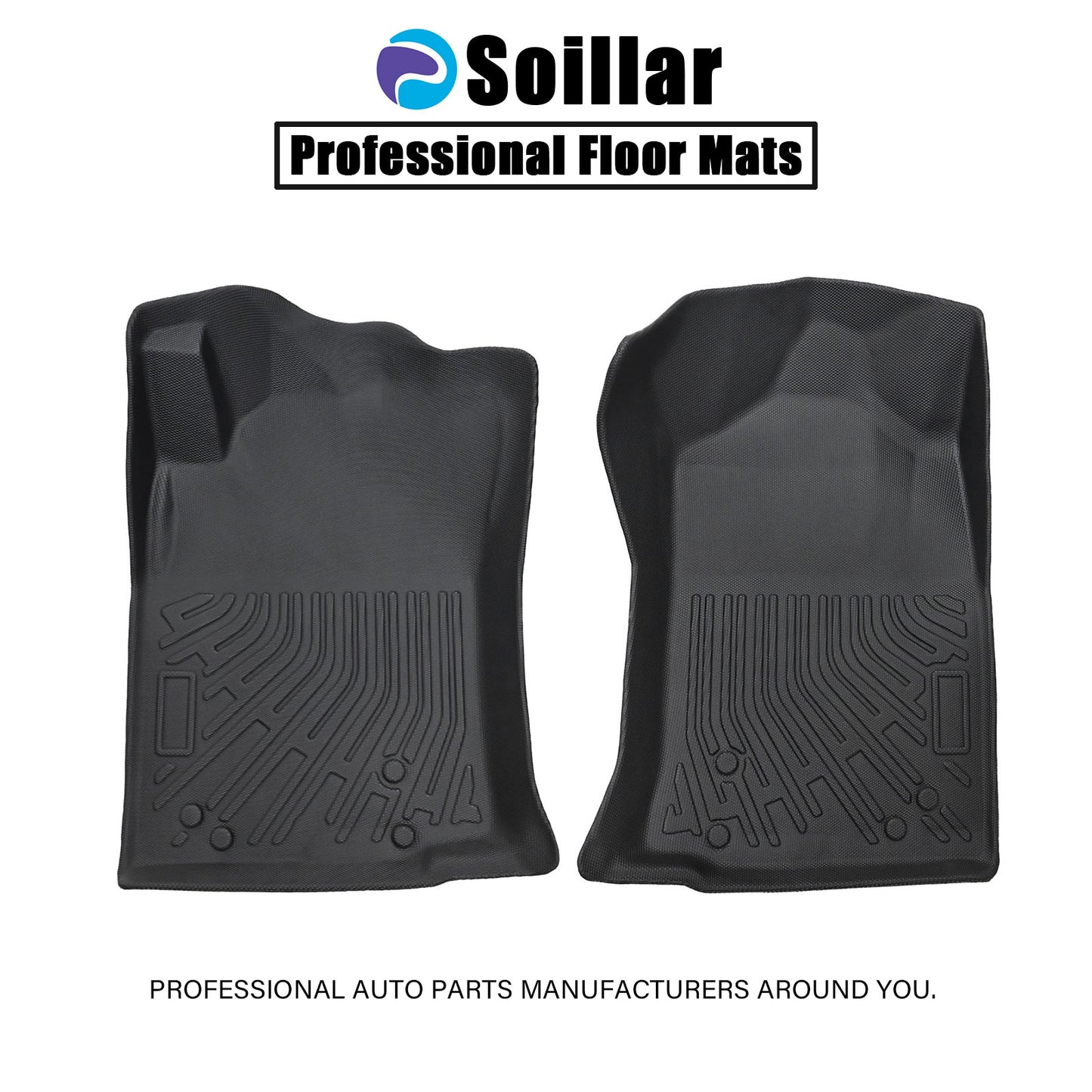 1st Row Floor Mats Liners Black TPE Waterproof For 2012-2015 Toyota Tacoma 2Pcs