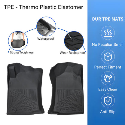 1st Row Floor Mats Liners Black TPE Waterproof For 2012-2015 Toyota Tacoma 2Pcs