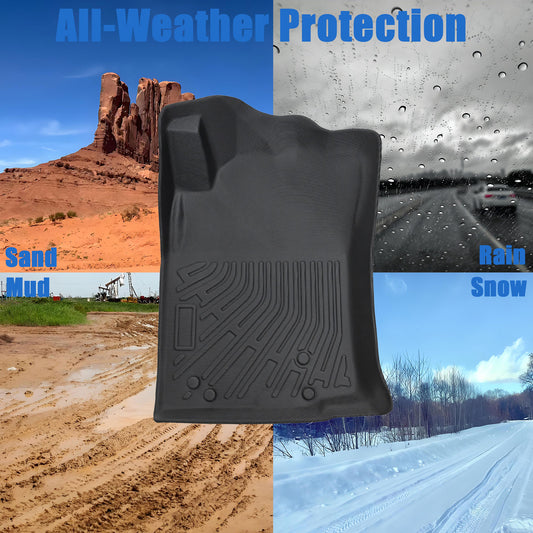 1st Row Floor Mats Liners Black TPE Waterproof For 2012-2015 Toyota Tacoma 2Pcs