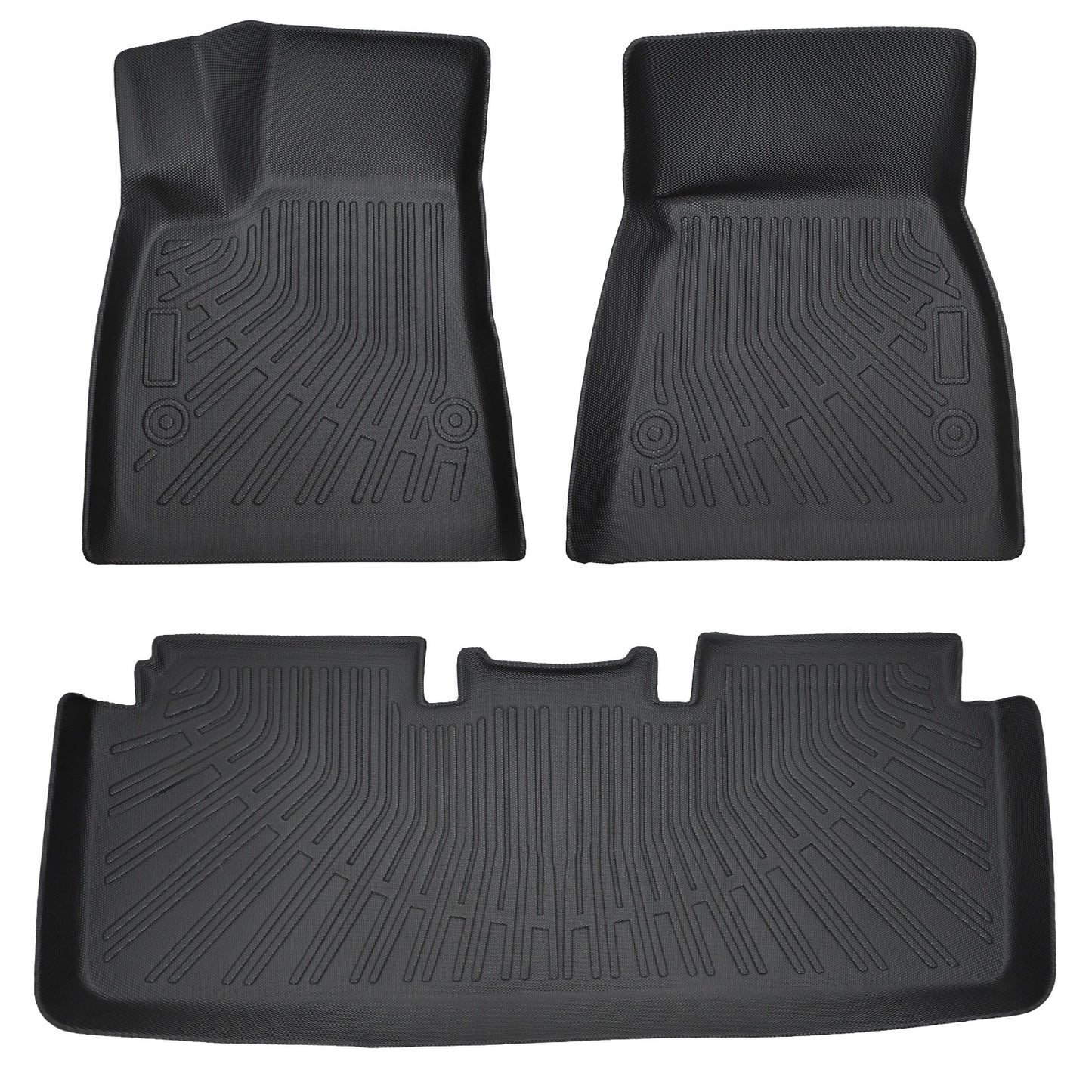 1st & 2nd Row Floor Mats Liner Set Cover Fits 2012-2020 Tesla Model S TPE Black