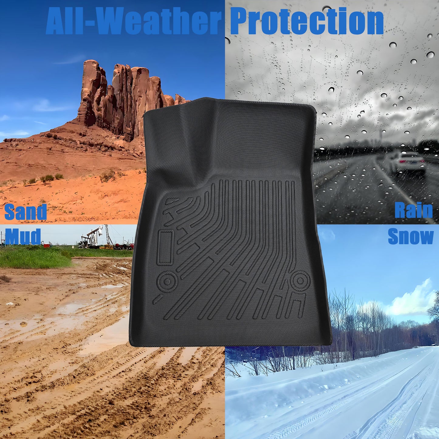 1st & 2nd Row Floor Mats Liner Set Cover Fits 2012-2020 Tesla Model S TPE Black