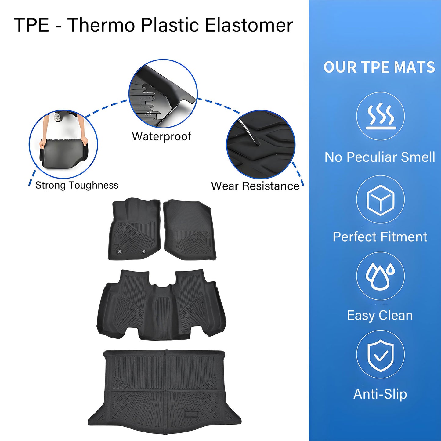 3D For 2009-2013 Honda Fit 5Passengers TPE Floor Mats Liner & Cargo Trunk Liner