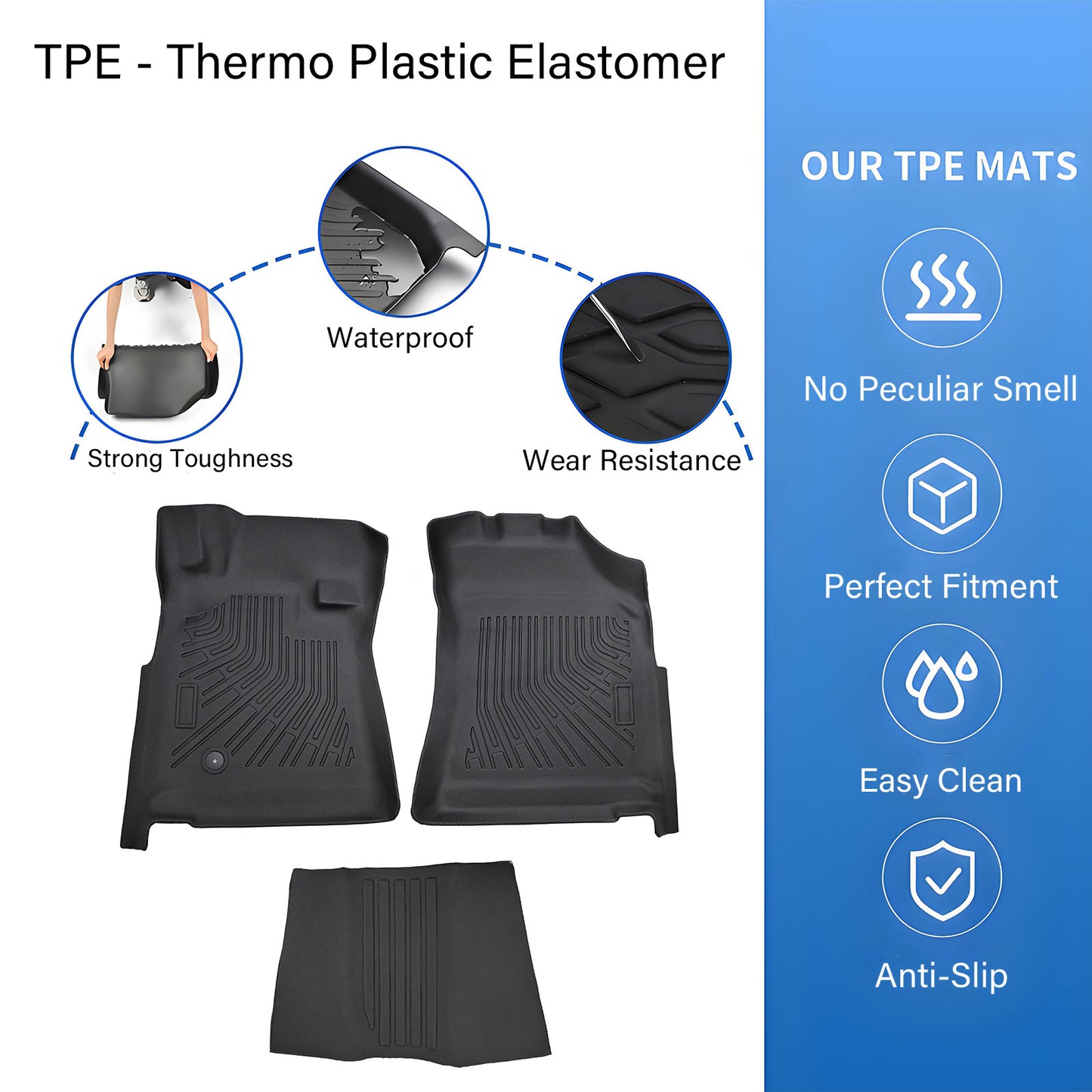 1st Row 3D Floor Mats Liners Set TPE For 2004-2006 Toyota Tundra Regular Cab 3¡Á