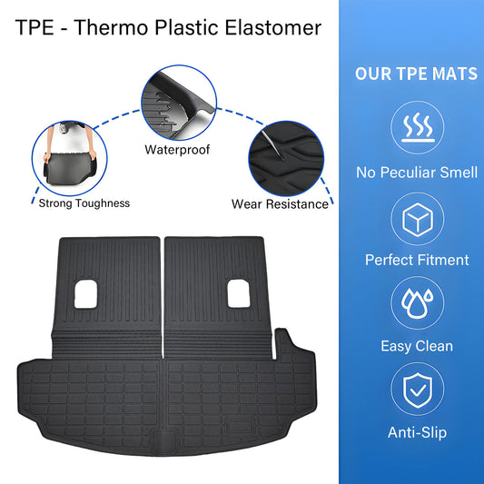 TPE Cargo Trunk Liner & Backrest Mat Floor Mat 3D Black Fits 2007-2013 Acura MDX