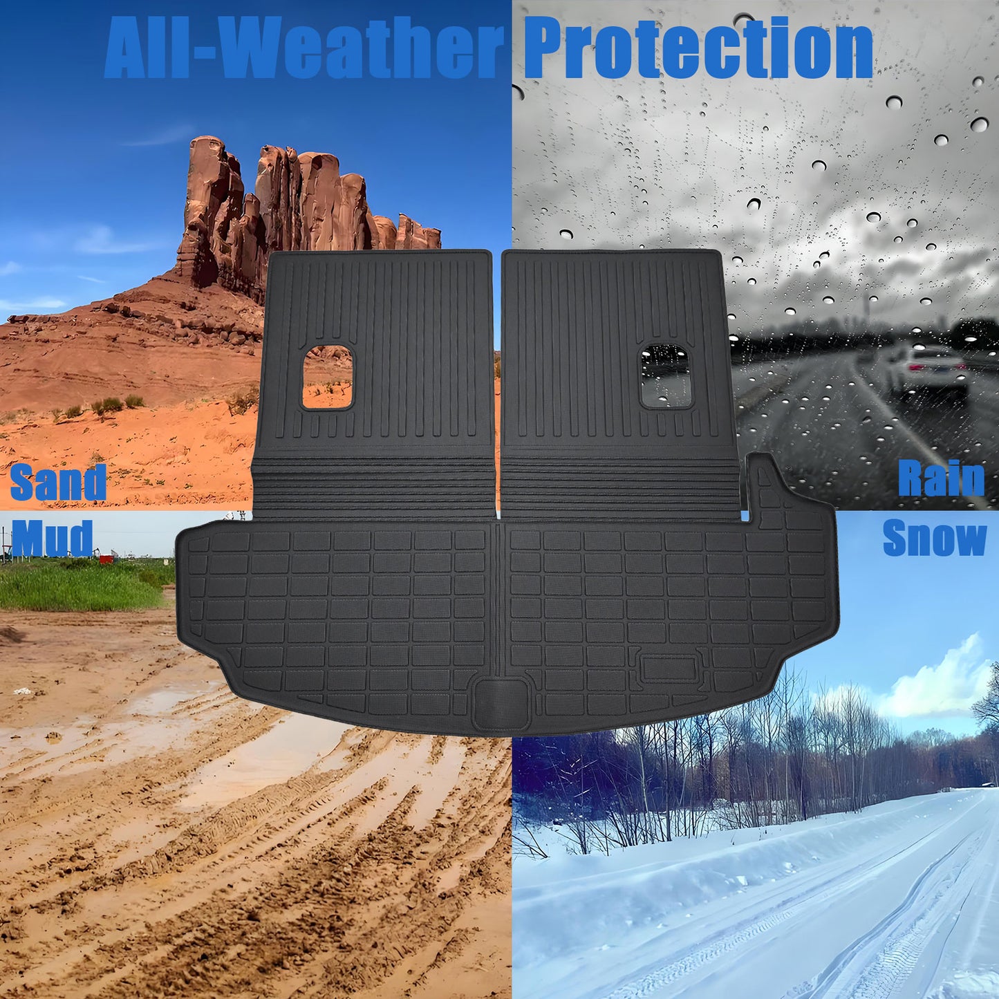 TPE Cargo Trunk Liner & Backrest Mat Floor Mat 3D Black Fits 2007-2013 Acura MDX
