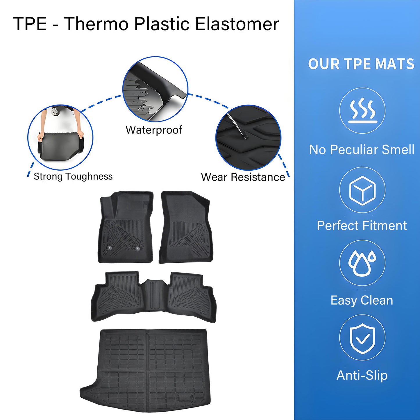 For 2020-2026 Buick Encore GX AWD TPE Floor Mats Liner & Trunk Cargo Liner Black