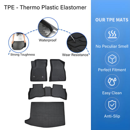 For 2020-2026 Buick Encore GX AWD TPE Floor Mats Liner & Trunk Cargo Liner Black