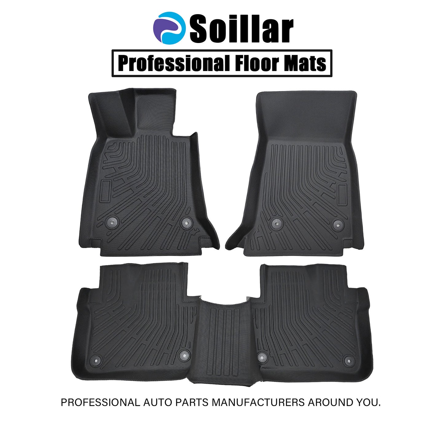 1st & 2nd Row Floor Mats Liner Set Cover Fits 2016-2020 Cadillac CT6 TPE Black