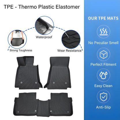 1st & 2nd Row Floor Mats Liner Set Cover Fits 2016-2020 Cadillac CT6 TPE Black