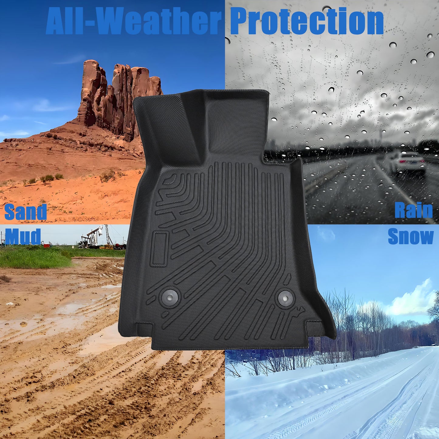 1st & 2nd Row Floor Mats Liner Set Cover Fits 2016-2020 Cadillac CT6 TPE Black