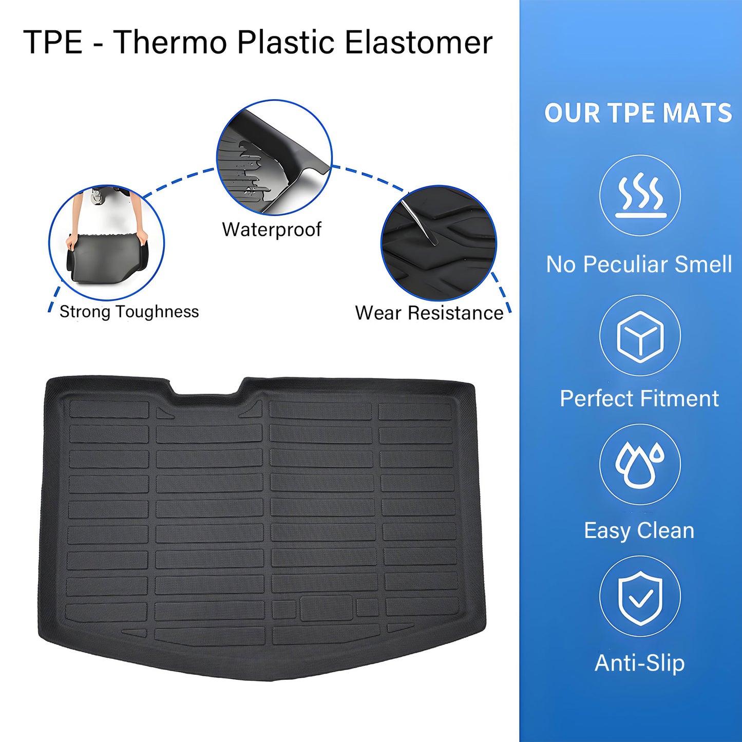 TPE Cargo Trunk Liner Cover Floor Mat For 2017-2024 Chevrolet Bolt EV Waterproof