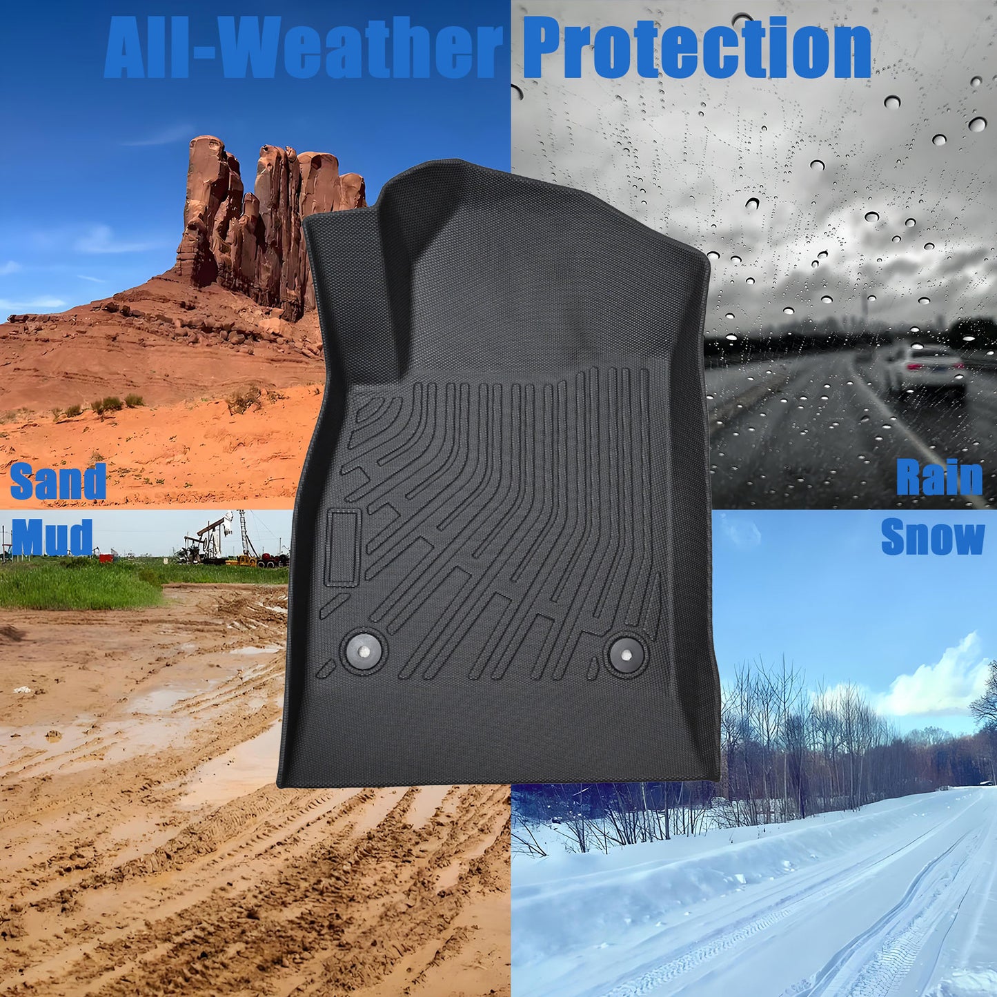 Floor Mats Liner For 2011-2015 Chevrolet Cruze 4-Door Front-Rear All Weather TPE