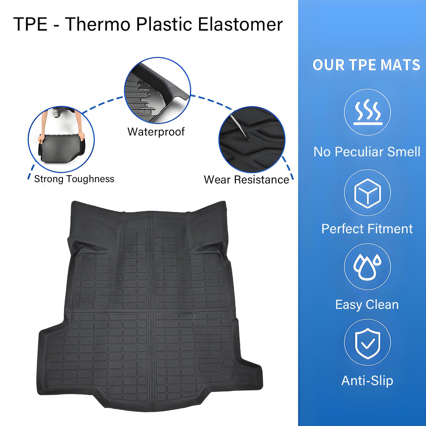 TPE Cargo Trunk Liner Cover Floor Mat For 2014-2020 Chevrolet Impala Waterproof