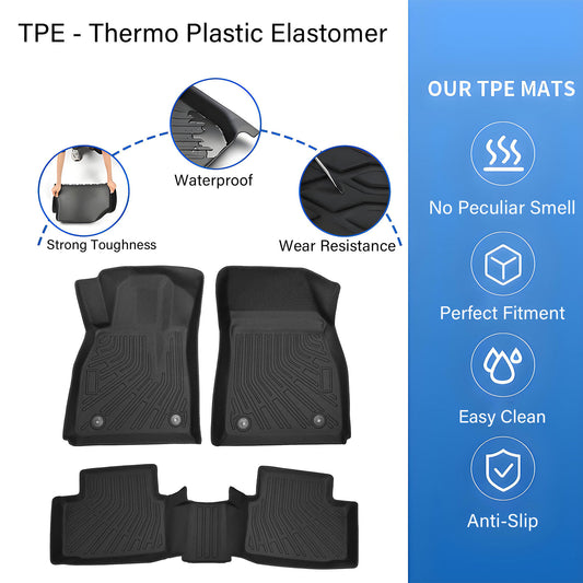 2 Rows Floor Mats Liner For 2013-2016 Chevy Malibu Limited Sedan All Weather TPE