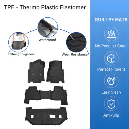 TPE Floor Mats For 2015-2020 Chevy Suburban/GMC Yukon XL Bench Seating Liners 4¡Á