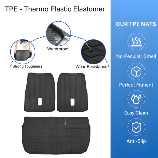 2nd Backrest Mats+Trunk Cargo Liners For 2009-2017 Chevy Traverse 7 Seats TPE