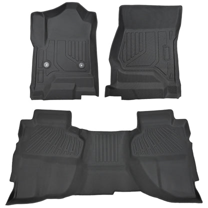 Floor Mats Liner For 2014-2018 Silverado/Sierra 1500 Double Cab TPE Waterproof