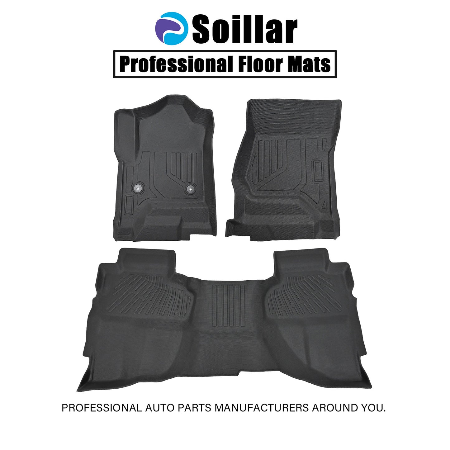 Floor Mats Liner For 2014-2018 Silverado/Sierra 1500 Double Cab TPE Waterproof