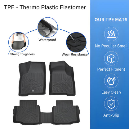 Floor Mats Liner For 2006-2013 Chevrolet Impala Front-Rear All Weather TPE Black