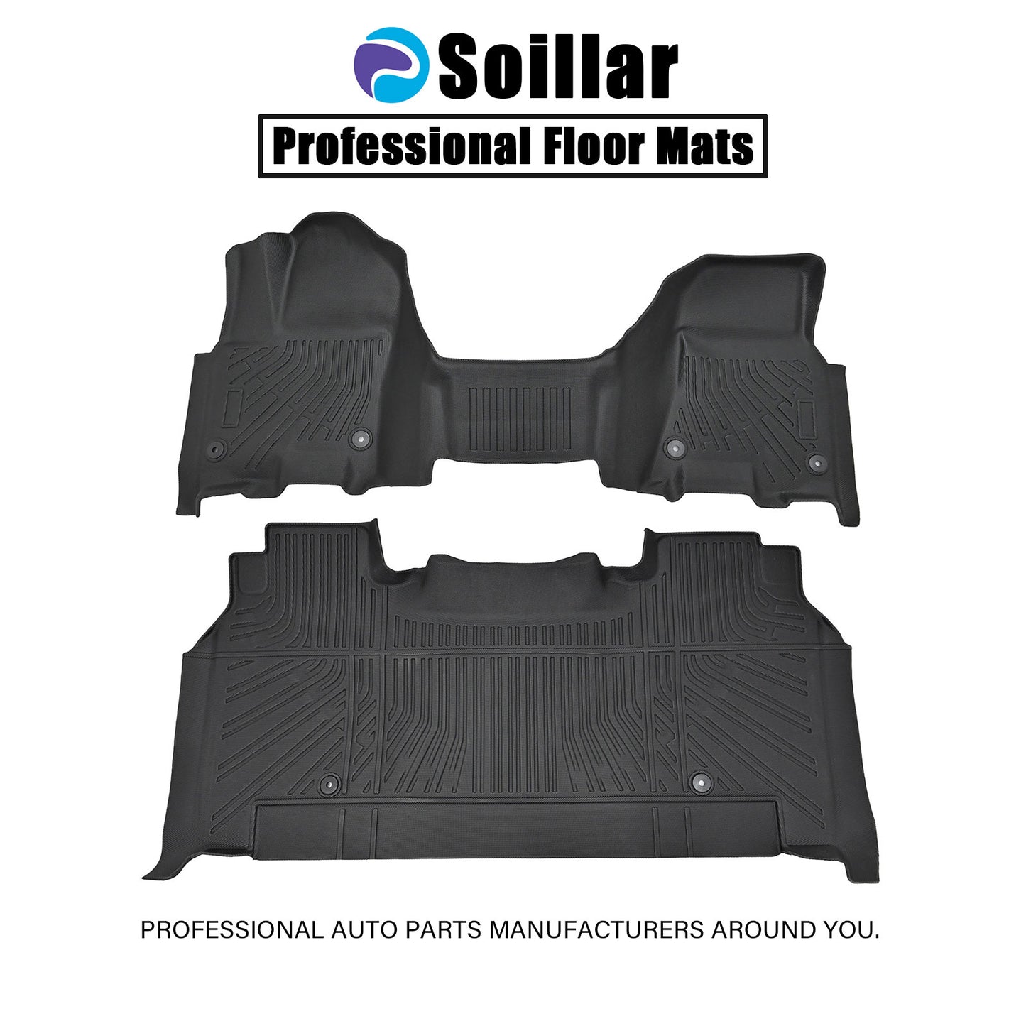 3D Floor Mats Liners TPE For 2025 2026 Dodge Ram 1500 Crew Cab Bench Seat Black