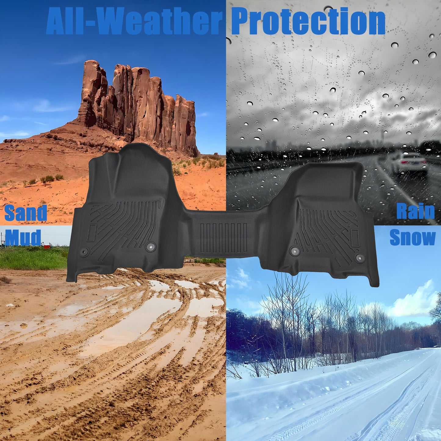 3D Floor Mats Liners TPE For 2025 2026 Dodge Ram 1500 Crew Cab Bench Seat Black