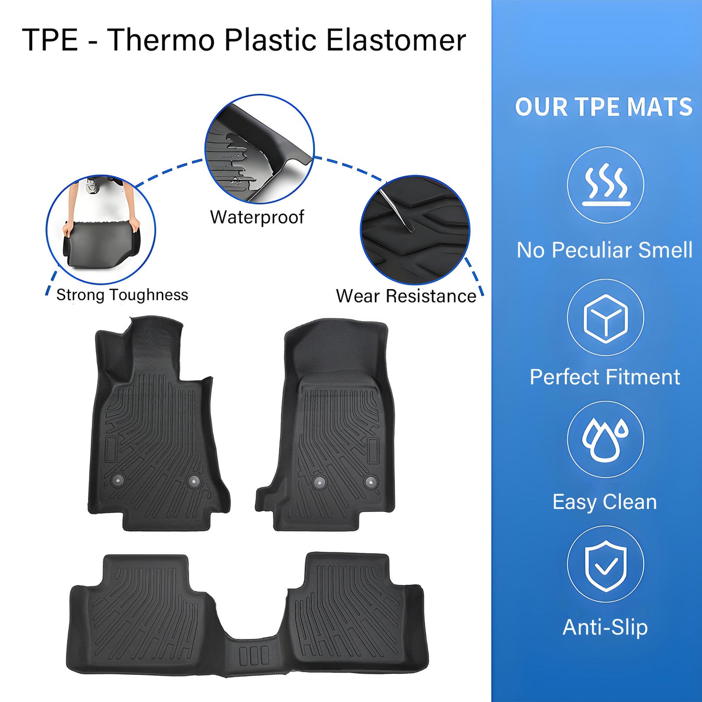 3D Floor Mats Liner Set Cover Fits 2020-2025 Cadillac CT4 All Weather TPE 4Pcs