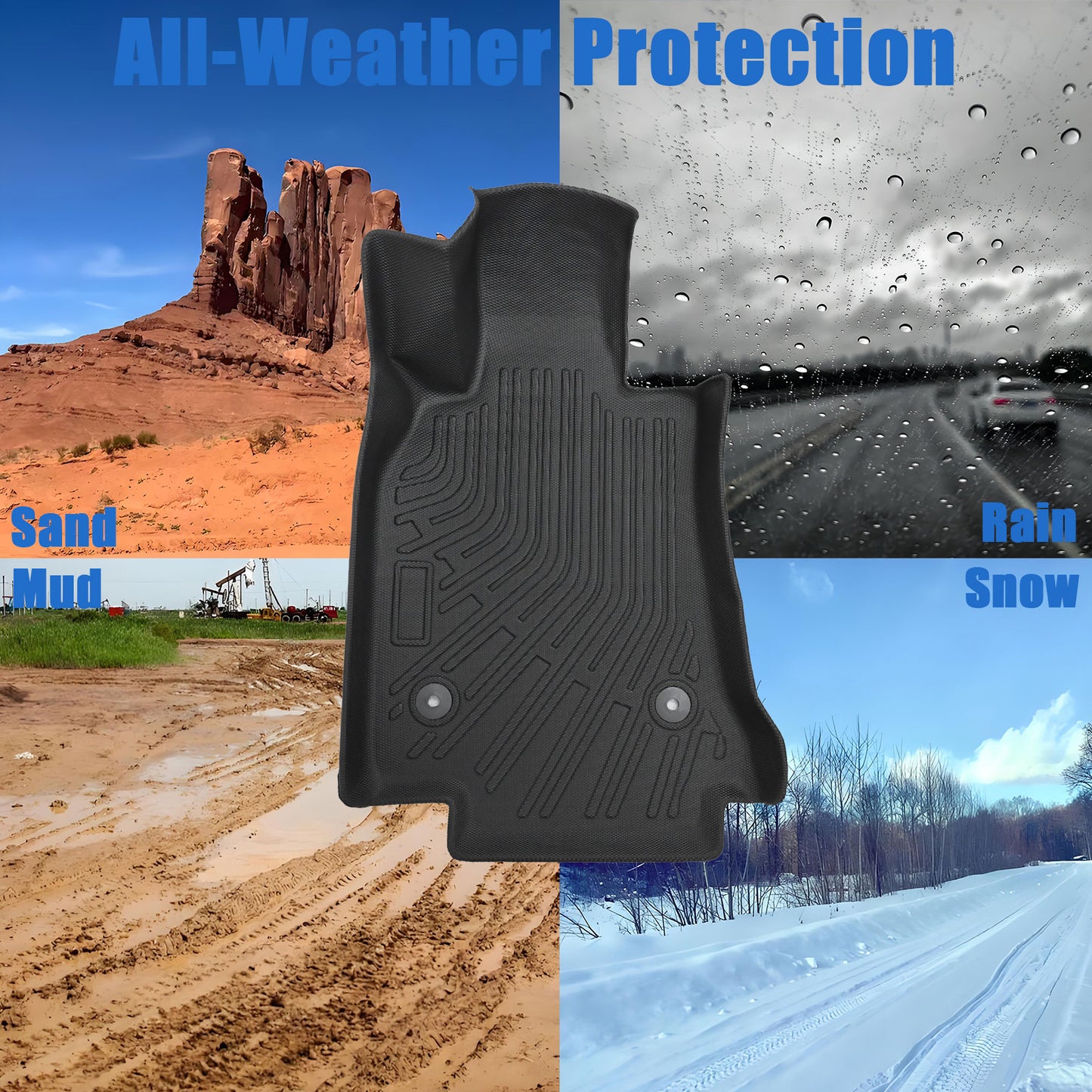 3D Floor Mats Liner Set Cover Fits 2020-2025 Cadillac CT4 All Weather TPE 4Pcs