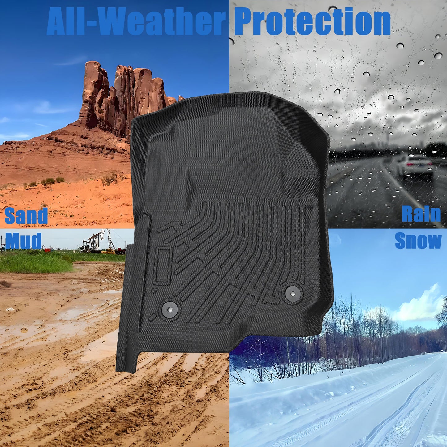 For 2017-2026 Ford F250 F350 F450 Super Duty Crew Cab TPE Floor Mats Liner Set