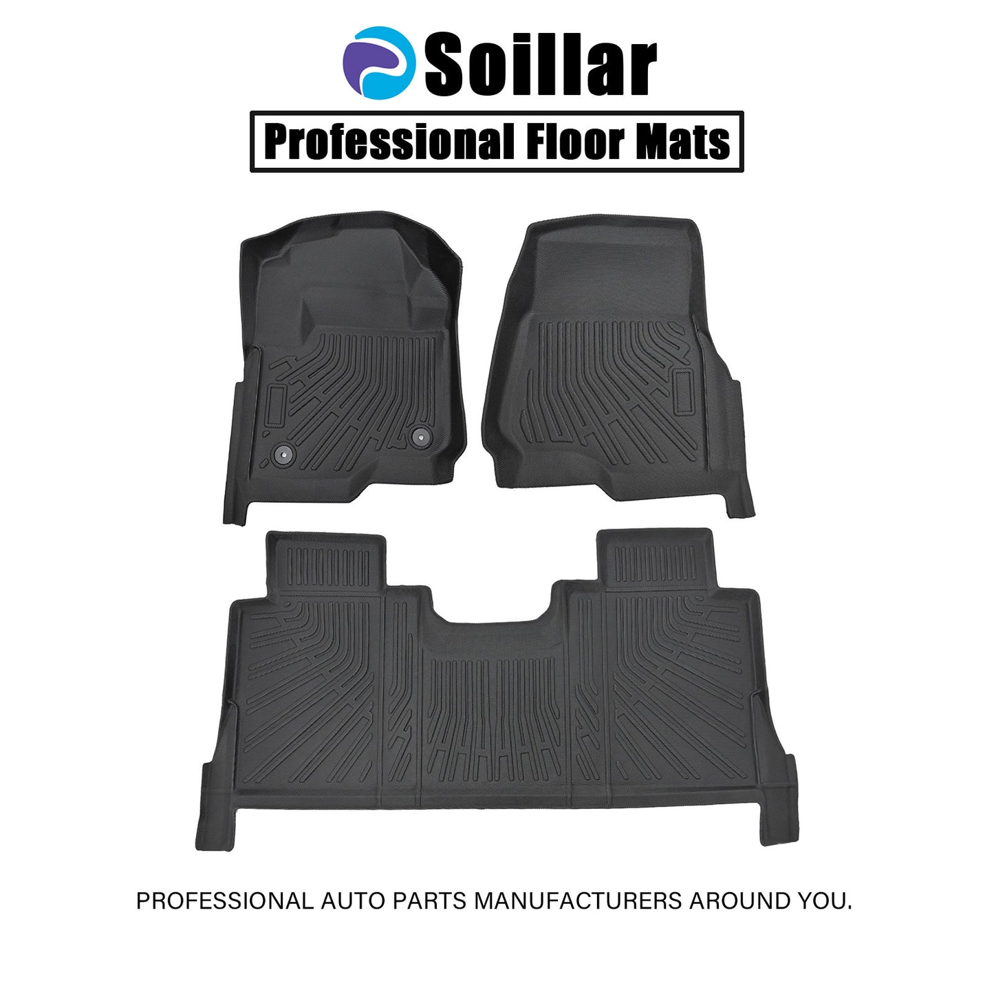 For 2017-2026 Ford F250 F350 F450 Super Duty Crew Cab TPE Floor Mats Liner Set