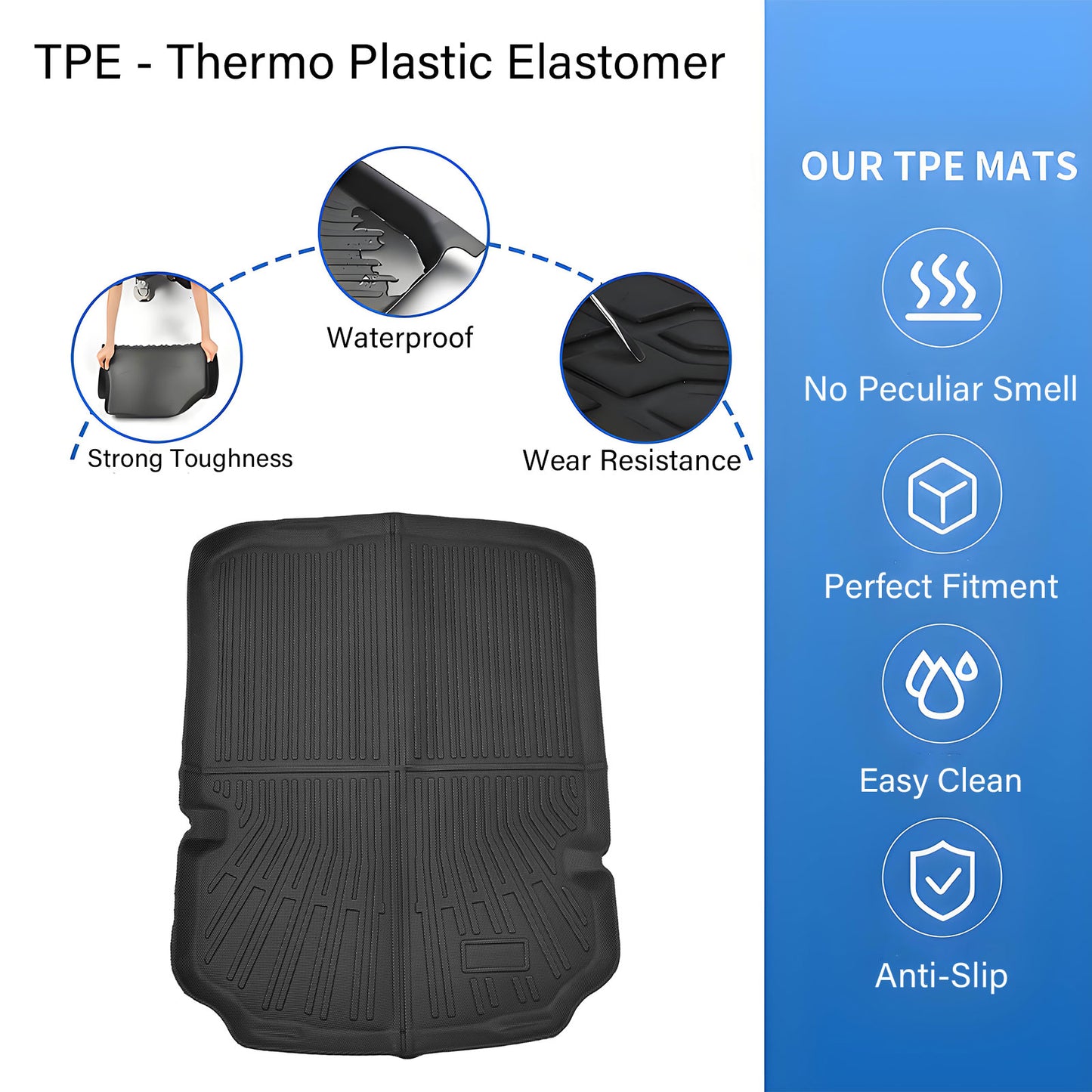TPE Cargo Trunk Liner Cover Floor Mat For 2016-2024 Chevrolet Camaro Waterproof
