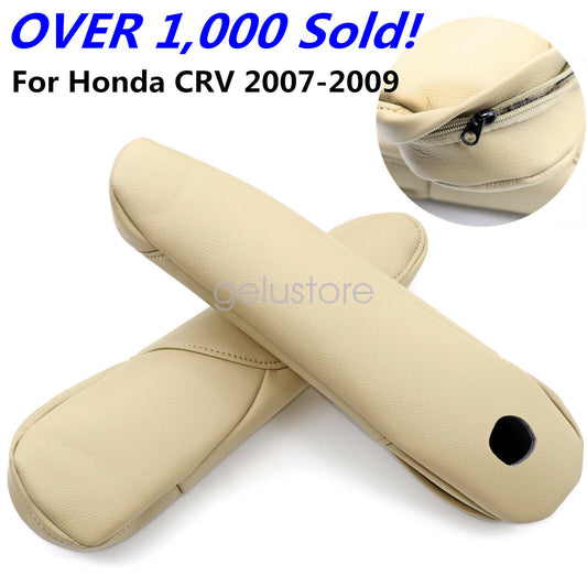 New For Honda CR-V CRV 2007-2009 Leather Front Seat Armrest Cover Beige