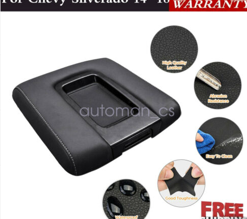 Fits Chevy Silverado 1500 GMC Sierra 14-18 Console Lid Armrest Cover Gray Stitch