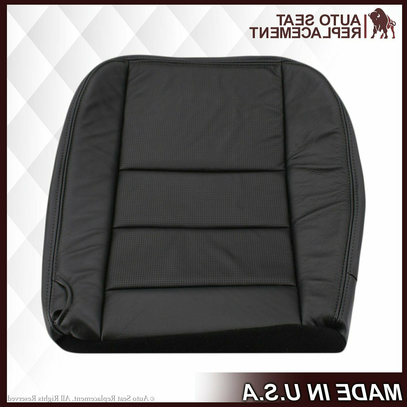 For 2002 2003 Ford F250 XLT Passenger Bottom Perforated Leather Seat Cover Black