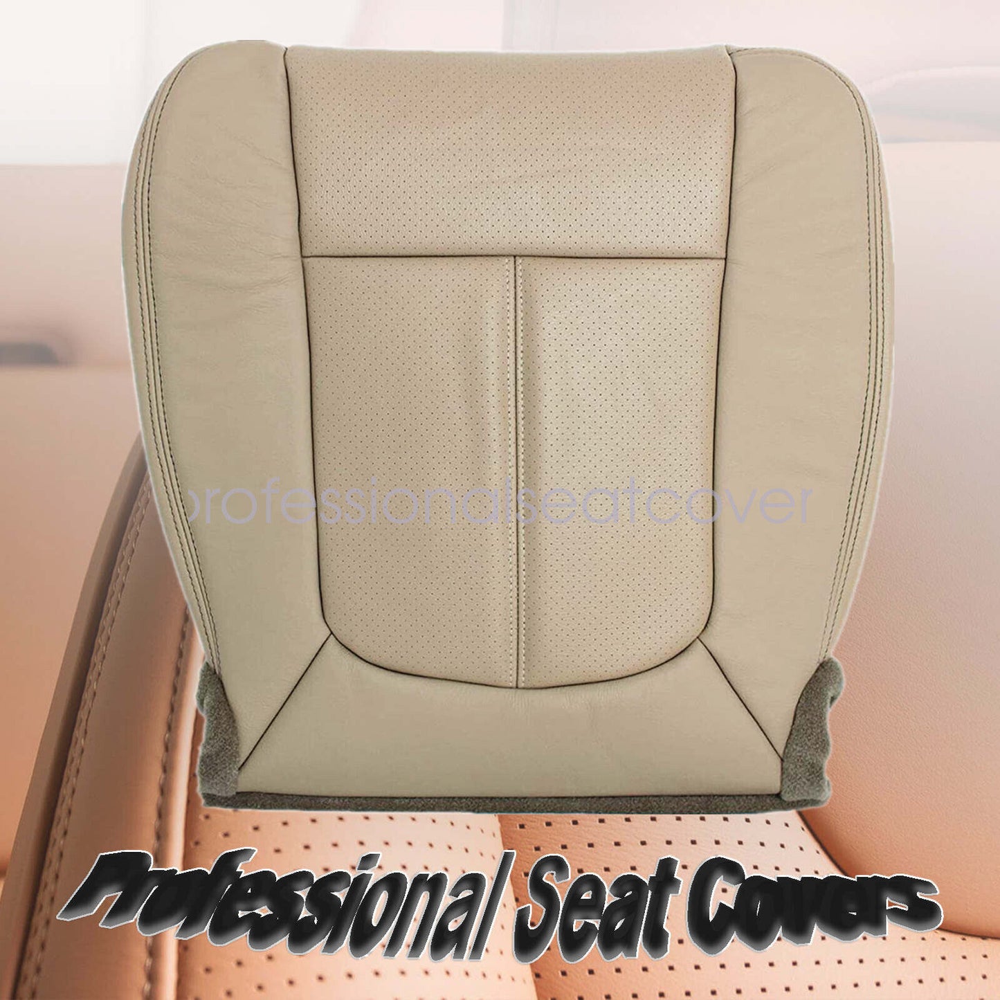 For 2011 2012-2016 Ford F250 Lariat AC Passenger Bottom Leather Seat Cover Tan
