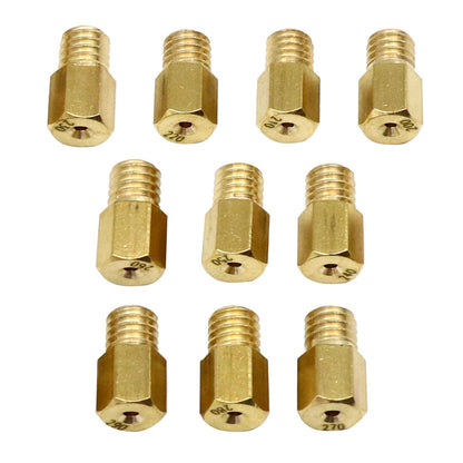 10pcs/kit Hex Type Main Jets for VM/TM/TMX Carburetor 200 210 220-290 3v