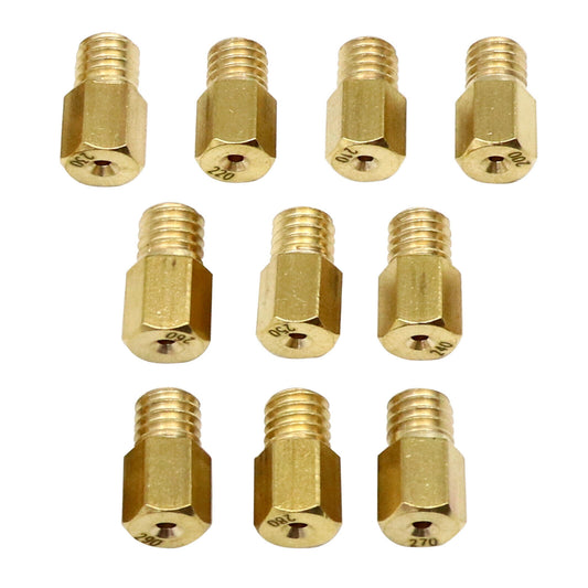 10pcs/kit Hex Type Main Jets for VM/TM/TMX Carburetor 200 210 220-290 3v