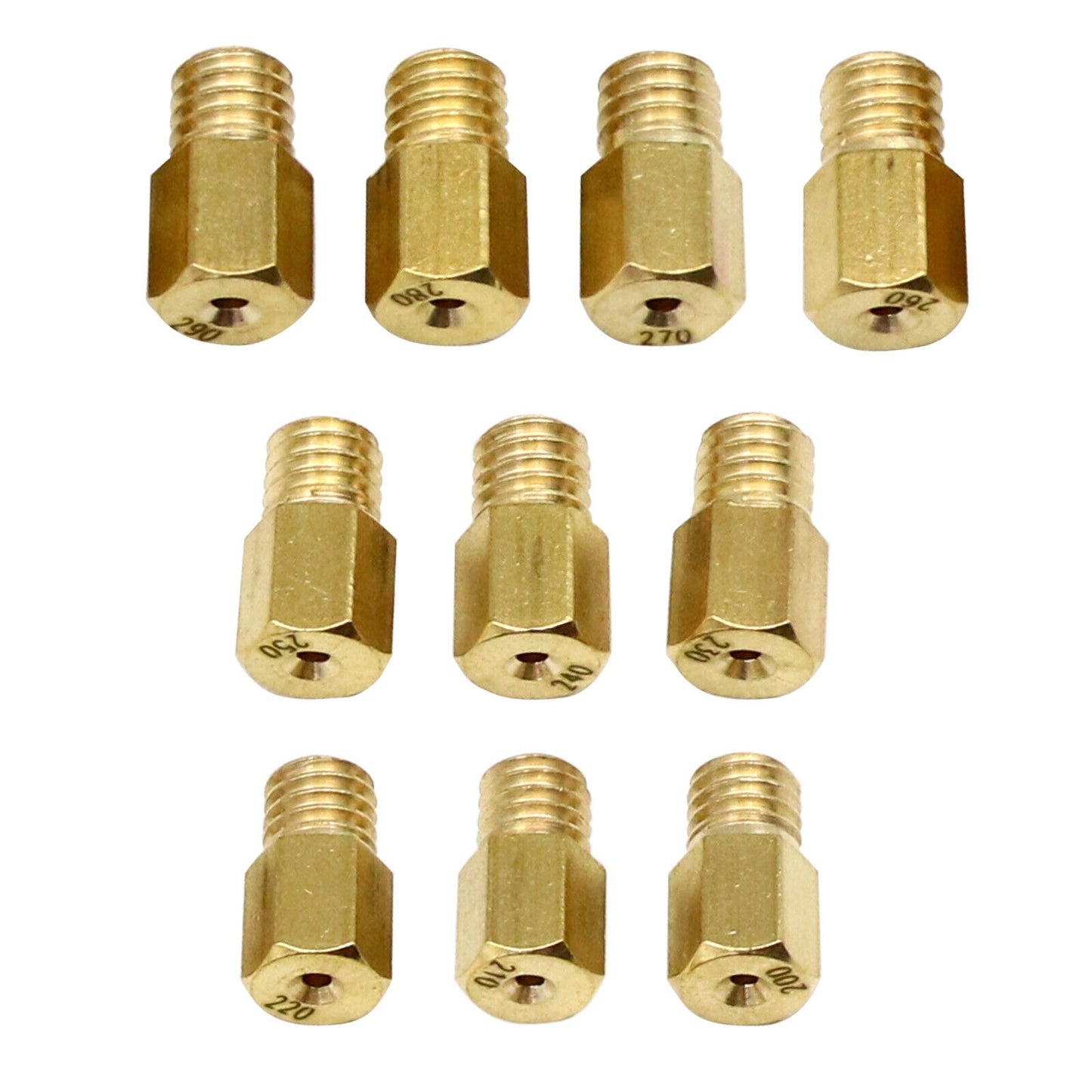 10pcs/kit Hex Type Main Jets for VM/TM/TMX Carburetor 200 210 220-290 3v