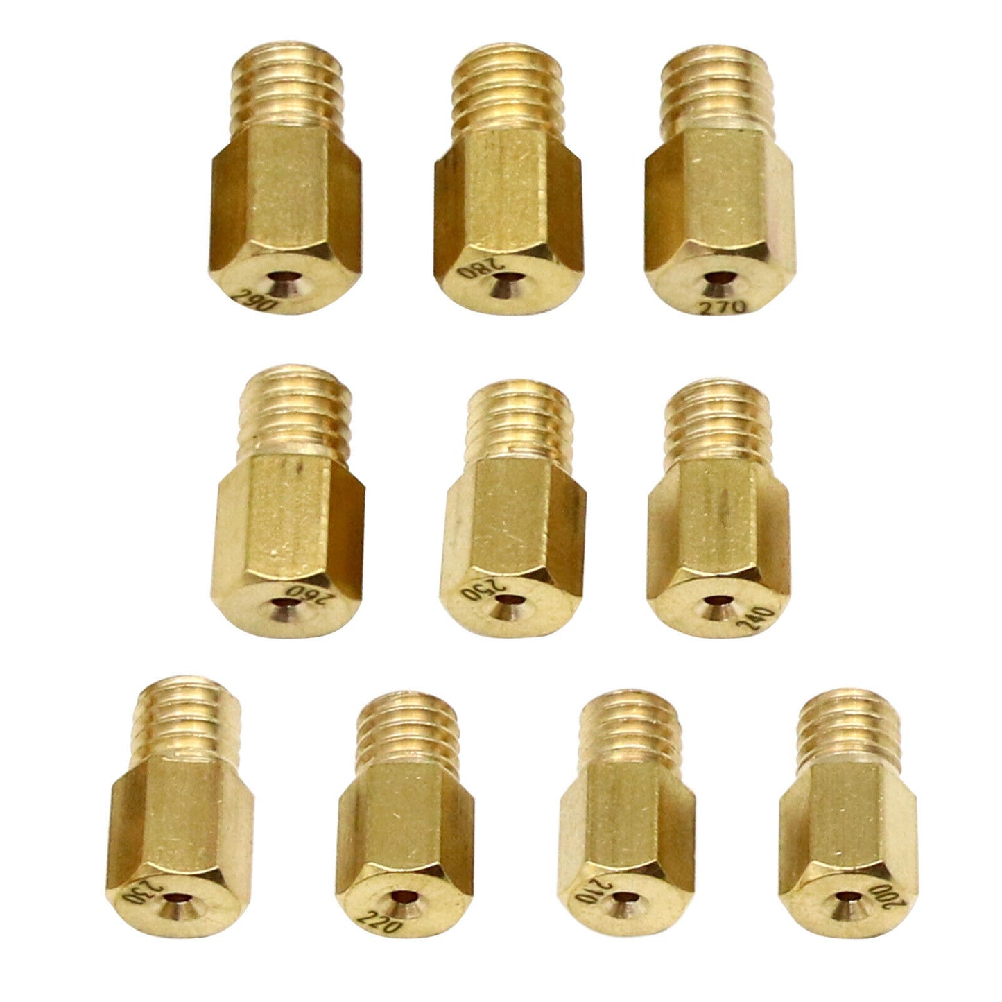 10pcs/kit Hex Type Main Jets for VM/TM/TMX Carburetor 200 210 220-290 3v