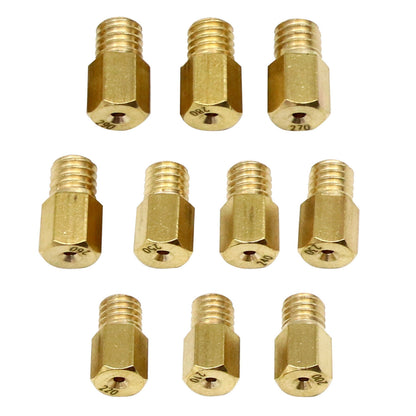 10pcs/kit Hex Type Main Jets for VM/TM/TMX Carburetor 200 210 220-290 3v