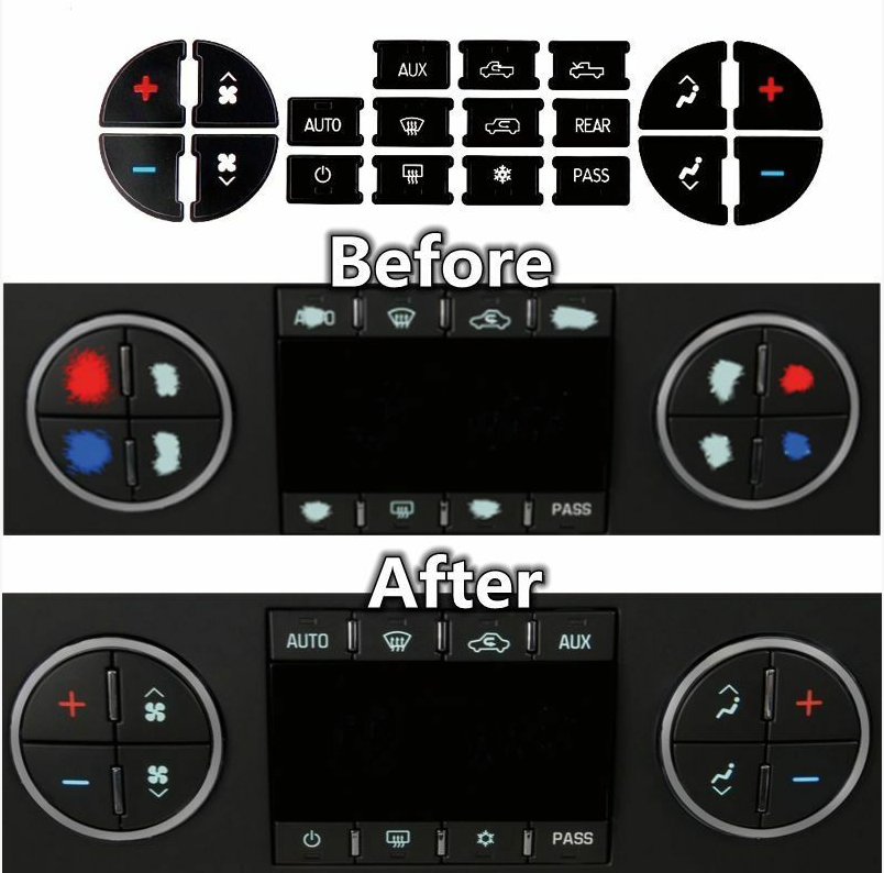 AC Dash Button Repair Kit Dual Climate Control Decal Stickers For GMC SUV Trucks