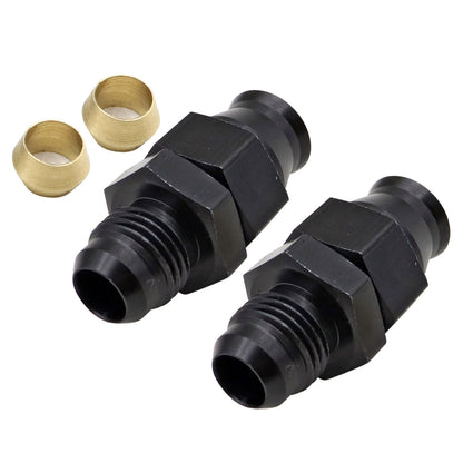 2 x 5/16 inch Tube To 6 AN Male Adapter Fitting With Brass Ferrule Hardline Black