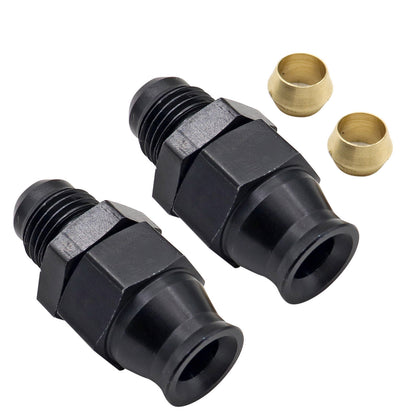 2 x 5/16 inch Tube To 6 AN Male Adapter Fitting With Brass Ferrule Hardline Black