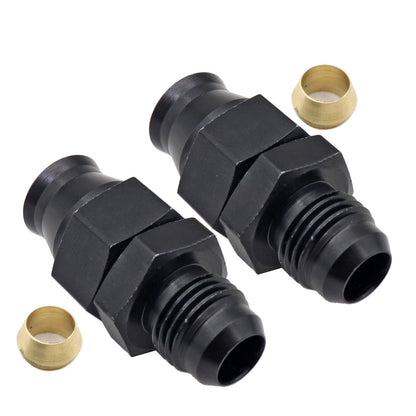 2 x 5/16 inch Tube To 6 AN Male Adapter Fitting With Brass Ferrule Hardline Black
