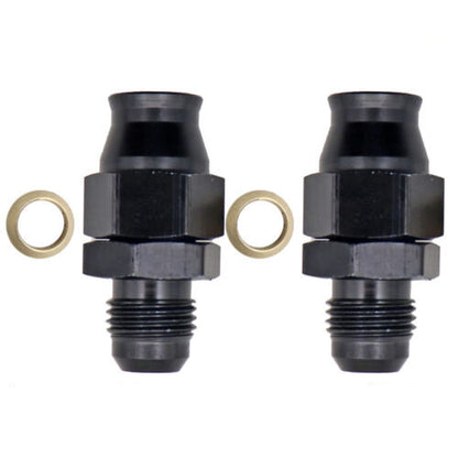 2 x 5/16 inch Tube To 6 AN Male Adapter Fitting With Brass Ferrule Hardline Black