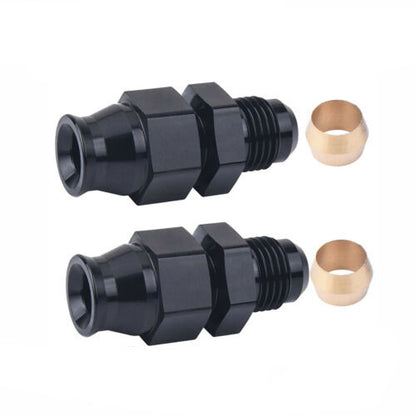 2 x 5/16 inch Tube To 6 AN Male Adapter Fitting With Brass Ferrule Hardline Black