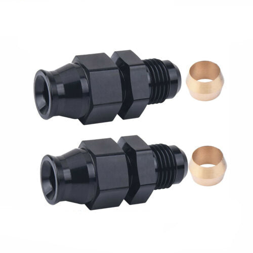 2 x 5/16 inch Tube To 6 AN Male Adapter Fitting With Brass Ferrule Hardline Black