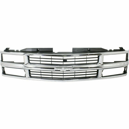 New Chrome Grille w/Black Insert Fit For 94-98 Chevy C/K 1500 2500 3500 Truck