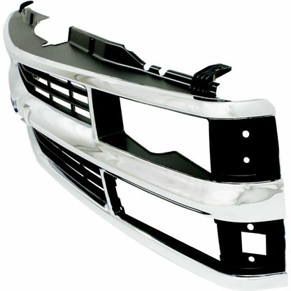 New Chrome Grille w/Black Insert Fit For 94-98 Chevy C/K 1500 2500 3500 Truck