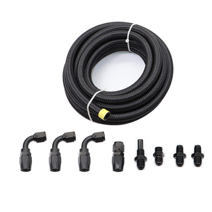 Fit 4L80E 6AN Nylon Steel Braided Line Automatic Transmission Cooler Line Kit